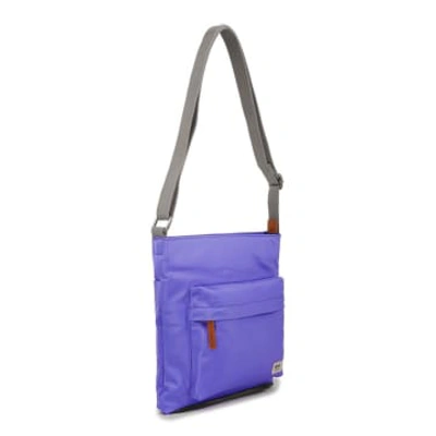 Shop Roka Cross Body Shoulder Bag Kennington B Medium Recycled Repurposed Sustainable Nylon In Simple Purple