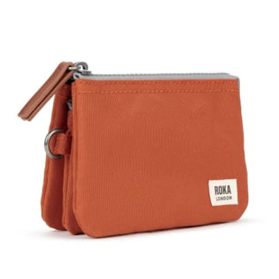 Shop Roka Purse Carnaby Small Recycled Repurposed Sustainable Canvas In Pumpkin