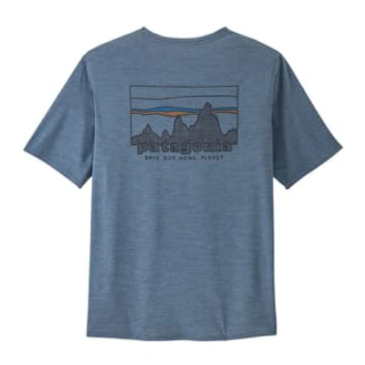 Shop Patagonia T-shirt Capilene Cool Daily Graphic Uomo Skyline/utility Blue