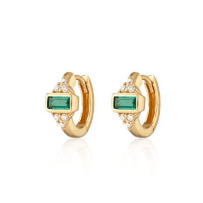Shop Scream Pretty Green Audrey Huggie Earrings In Gold
