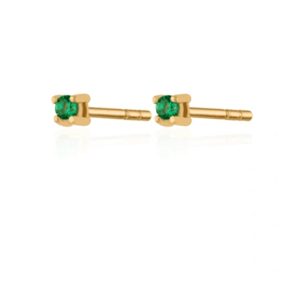 Shop Scream Pretty Teeny Tiny Green Stud Earrings In Gold