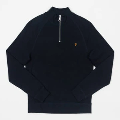 Shop Farah Jim Quarter Zip Sweatshirt In True Navy In Blue