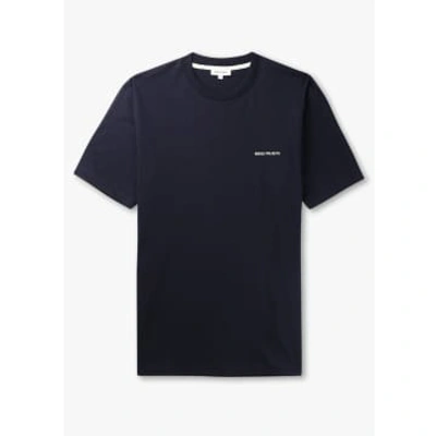 Shop Norse Projects Mens Johannes Organic Logo T-shirt In Dark Navy In Blue