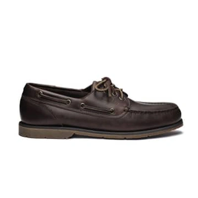 Shop Sebago Foresider Waxed Leather Boat Shoe Dark Brown