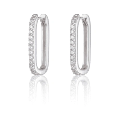 Shop Scream Pretty Oval Hoops With Clear Stones In Metallic