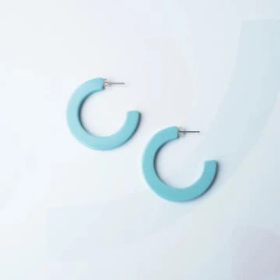 Shop Custom Made Lux Midi Hoop Earrings In Blue