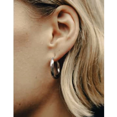 Shop Nordic Muse Silver Classic Hoop Earrings, Waterproof In Metallic