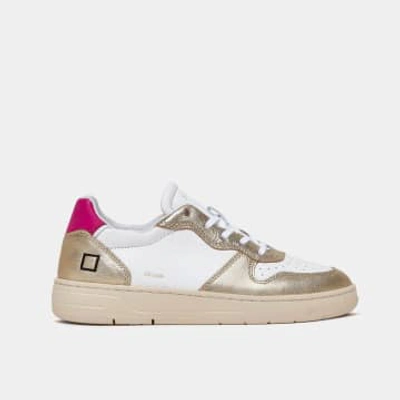 Shop Date Court Laminated White Gold Trainer