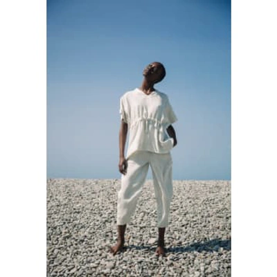 Shop Beaumont Organic Vanora-may Linen Trousers In Stone