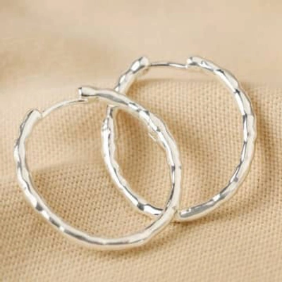 Shop Lisa Angel Textured Hoop Earrings Silver In Metallic