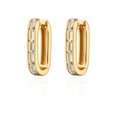 Shop Scream Pretty Oval Baguette Hoop Earrings In Gold