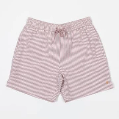 Shop Farah Seersucker Stripe Swim Shorts In Pink