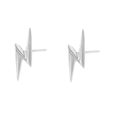 Shop Scream Pretty Lightning Bolt Stud Earrings In Metallic