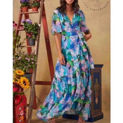 Shop Hope & Ivy - Everleigh Maxi Wrap Dress