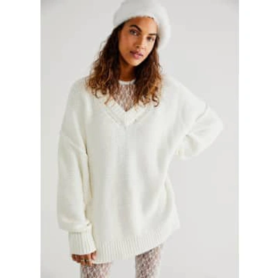Shop Free People Alli V-neck Sweater In White