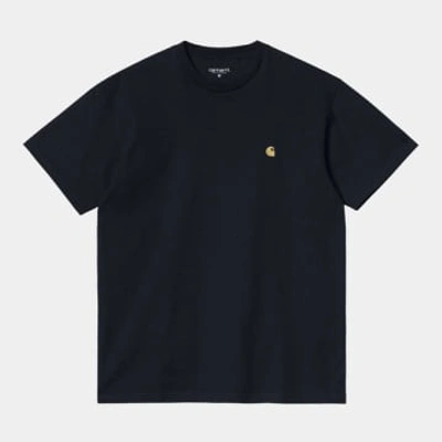 Shop Carhartt T-shirt Chase Dark Navy / Gold In Blue