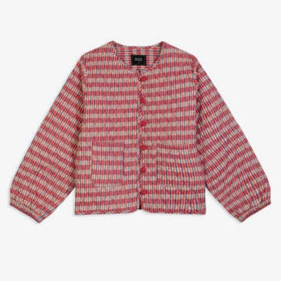 Shop Lowie Red & Blue Check Quilted Jacket