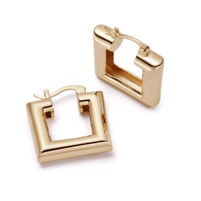 Shop Daisy London Polly Sayer Chubby Square Hoop Earrings In Gold