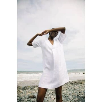 Shop Beaumont Organic Cari-may Organic Cotton And Linen Dress In White