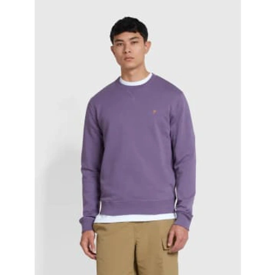 Shop Farah Tim New Crew Sweatshirt In Purple