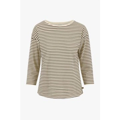 Shop Zusss Stripe Shirt Long Sleeve Sand/off Black In Neutrals