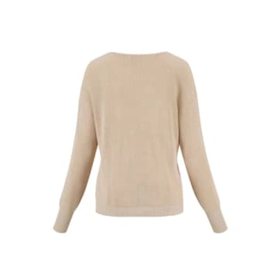 Shop Zusss Finely Knitted Sweater With V-neck Sand In Neutrals