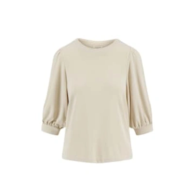 Shop Zusss Top With Puff Sleeve Sand In Neutrals