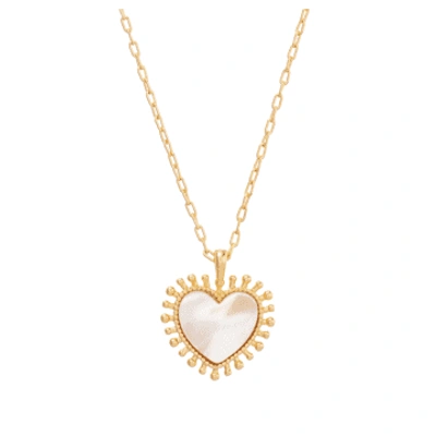 Shop Talis Chains Mini Heart Mother Of Pearl Necklace In Gold