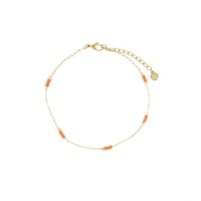 Shop Zusss Fine Bracelet With Beads Coral Pink/gold