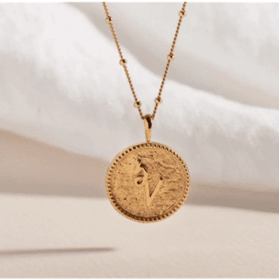 Shop Claire Hill Designs "inspire" Shorthand Coin Necklace In Metallic