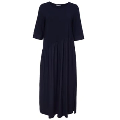 Shop Naya Jersey Dress/gathered Contrast Skirt Navy In Blue