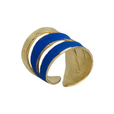 Shop Hoch Bronze  Open Ring With Blue Pátina In Metallic