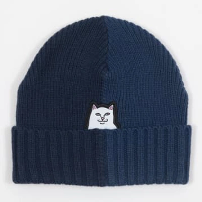 Shop Ripndip Lord Nermal Two Toned Beanie In Blue & Navy