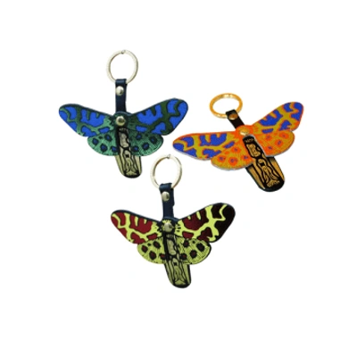 Shop Ark Leather Butterfly Key Fob In Red