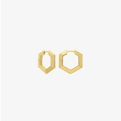 Shop Rachel Jackson Mini Bevelled Hexagon Hoop Earrings In Gold