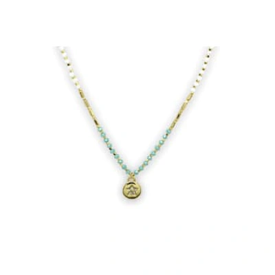 Shop Boho Betty Eudora Gold & Mint Beaded Necklace