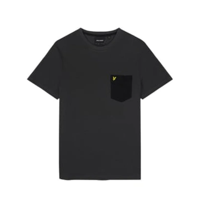 Shop Lyle & Scott Contrast Pocket T-shirt Gunmetal/jet Black