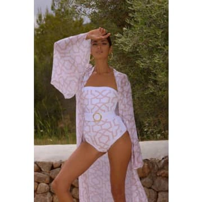 Shop Silks Alexandra Miro Whitney Tile Print Swimsuit In Blush