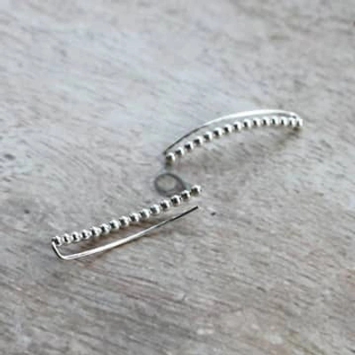 Shop Annie Mundy Pl-31 Silver Climber Dot Earrings In Metallic