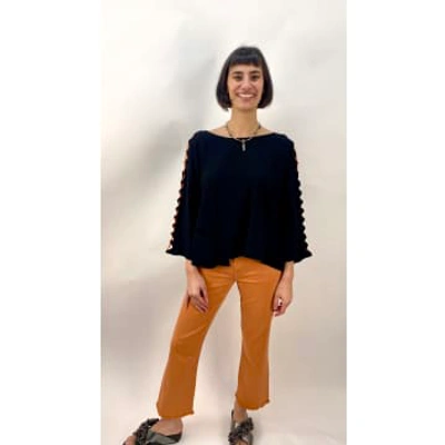 Shop Philomena Christ Black Sweater With Orange Detail On Sleeve