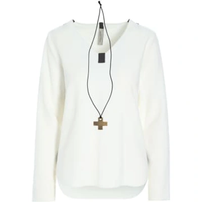 Shop Henriette Steffensen Blouse With X Necklace In Off White