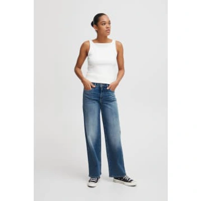 Shop Ichi Twiggy Straight Long Jeans-medium Blue-20119128
