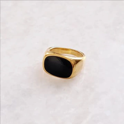 Shop Golden Ivy Evalyn Stainless Steel Ring Gold Black