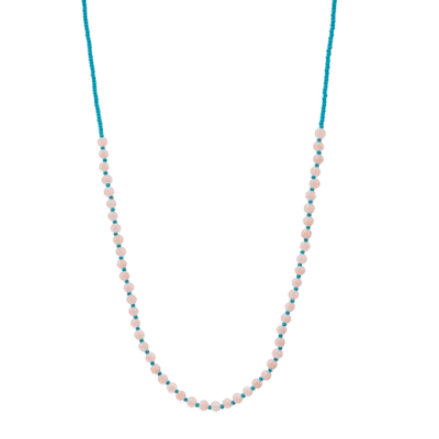 Shop Hn Pink Mashan Jade & Baby Blue Beaded Necklace