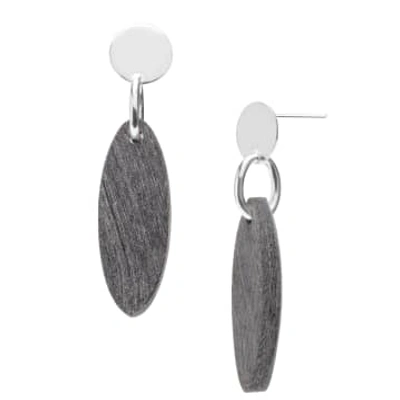 Shop Branch Small Grey Natural Oval Horn Drop Earrings Silver