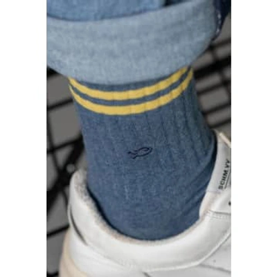 Shop Billybelt Mens Retro Combed Cotton Socks In Heather Blue