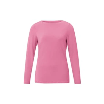 Shop Yaya T-shirt With Boatneck And Long Sleeves In Regular Fit In Pink