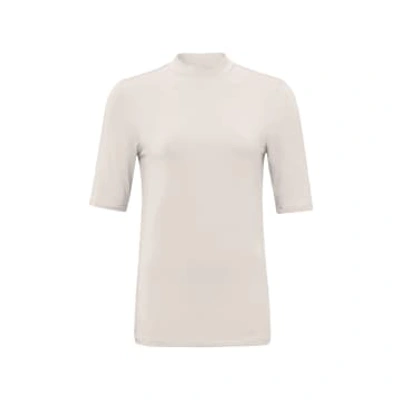 Shop Yaya T-shirt With High Neck And Short Sleeves In White