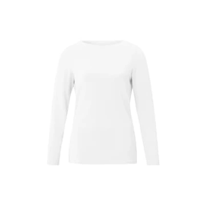 Shop Yaya T-shirt With Boatneck And Long Sleeves In Regular Fit In White