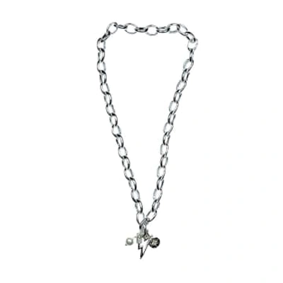 Shop Ashiana Elise Silver Charm Necklace In Metallic